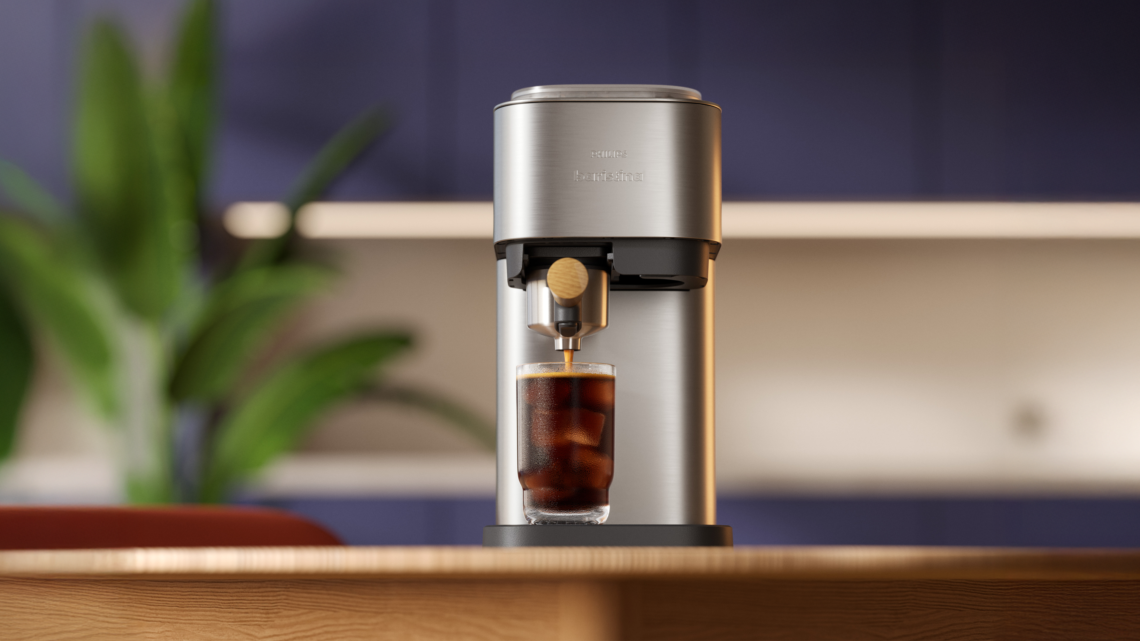 Baristina Plus koffiemachine zet verse ijskoffie op een strak aanrecht – perfect voor moderne keukens en koffieliefhebbers. Baristina Plus koffiemachine zet verse ijskoffie op een strak aanrecht – perfect voor moderne keukens en koffieliefhebbers.