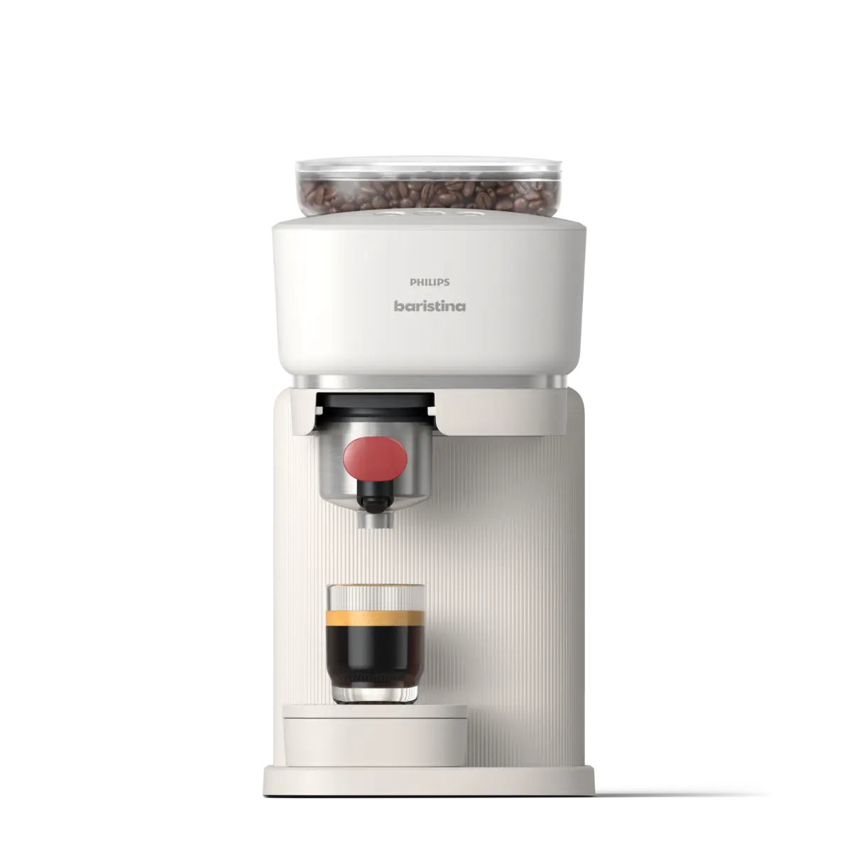 Baristina Espresso Machine - Milky White / Berry Red Portafilter Baristina Espresso Machine - Milky White / Berry Red Portafilter