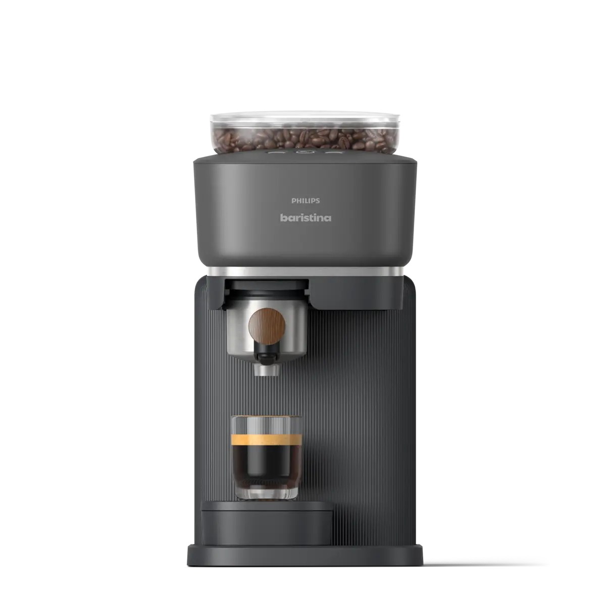 Baristina Espresso Machine - Black / Walnut Wood Portafilter Baristina Espresso Machine - Black / Walnut Wood Portafilter